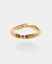 Gold ring polished pre-set garnet Hidden Inner Strength