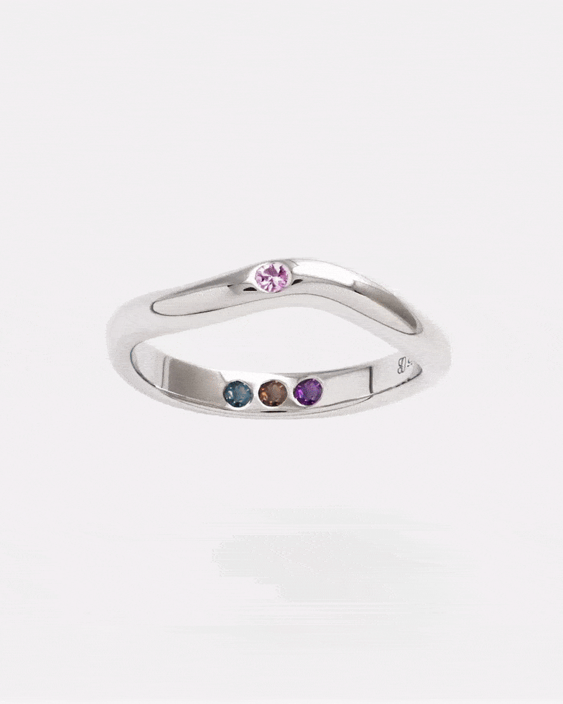 Silver ring polished pre-set topaz Hidden Inner Strength