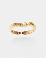 Gold ring hammered pre-set garnet Hidden Inner Strength
