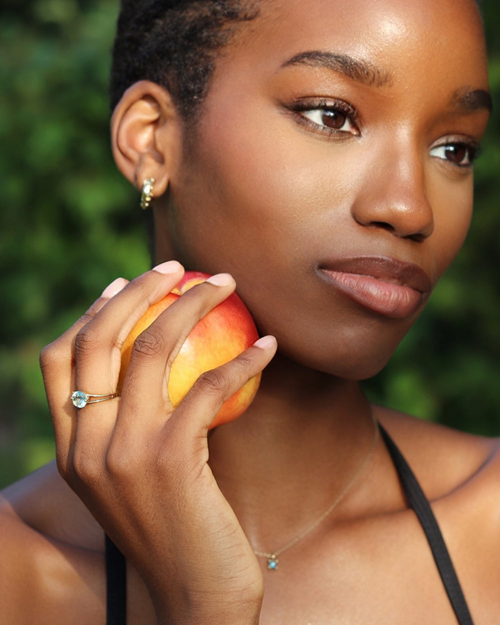 Intention Ring Blue Topaz Gold - Communication