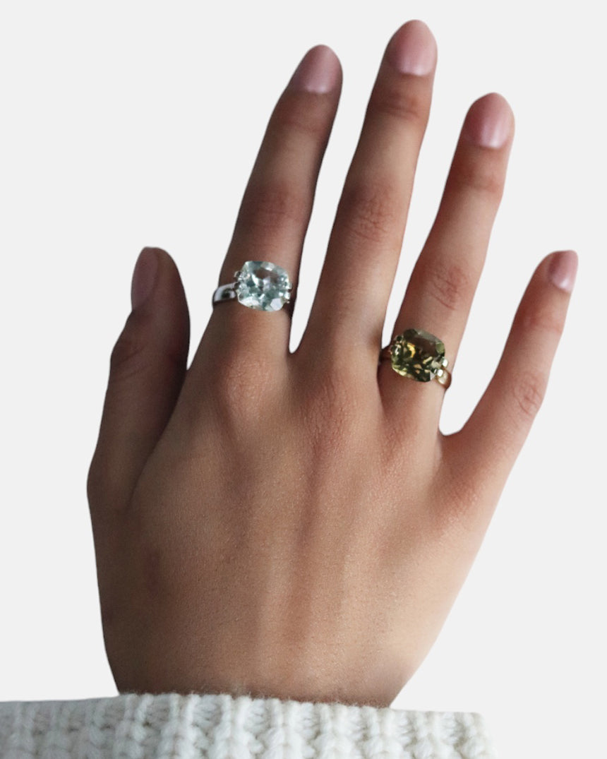 Brilliant Ring Olive Quartz Gold