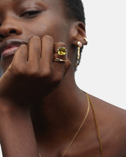 Brilliant Ring Olive Quartz Gold