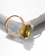 Brilliant Ring Olive Quartz Gold