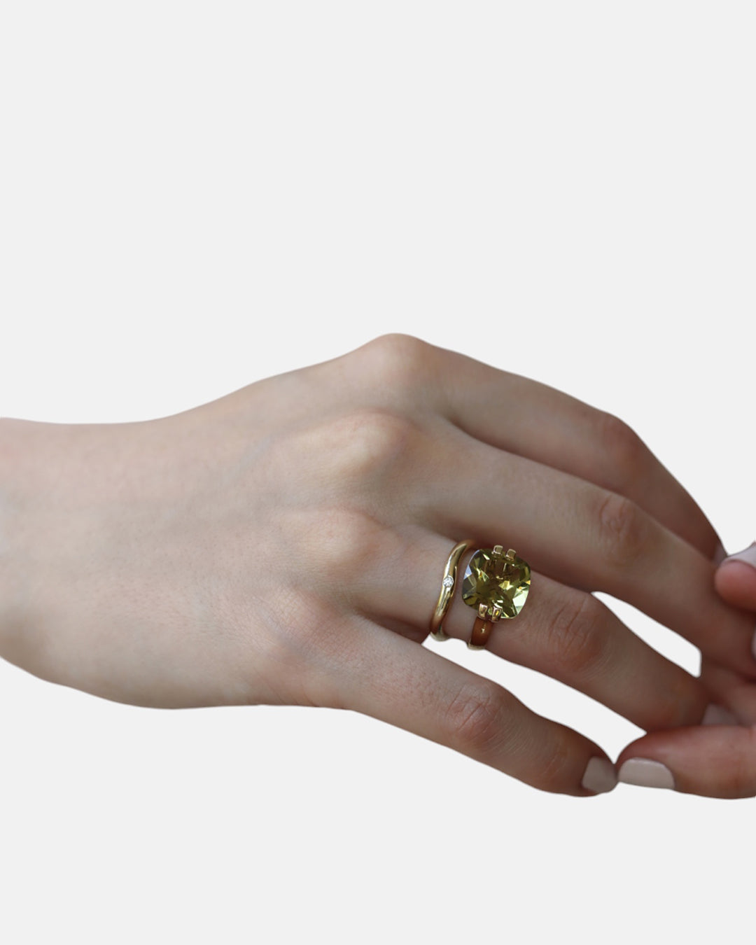 Brilliant Ring Olive Quartz Gold