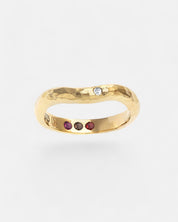 Gold ring hammered pre-set garnet Hidden Inner Strength