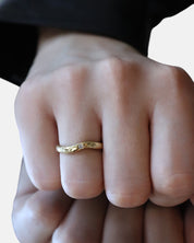 Gold ring hammered pre-set garnet Hidden Inner Strength