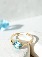 Intention Ring Blue Topaz Gold - Communication