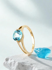 Intention Ring Blue Topaz Gold - Communication