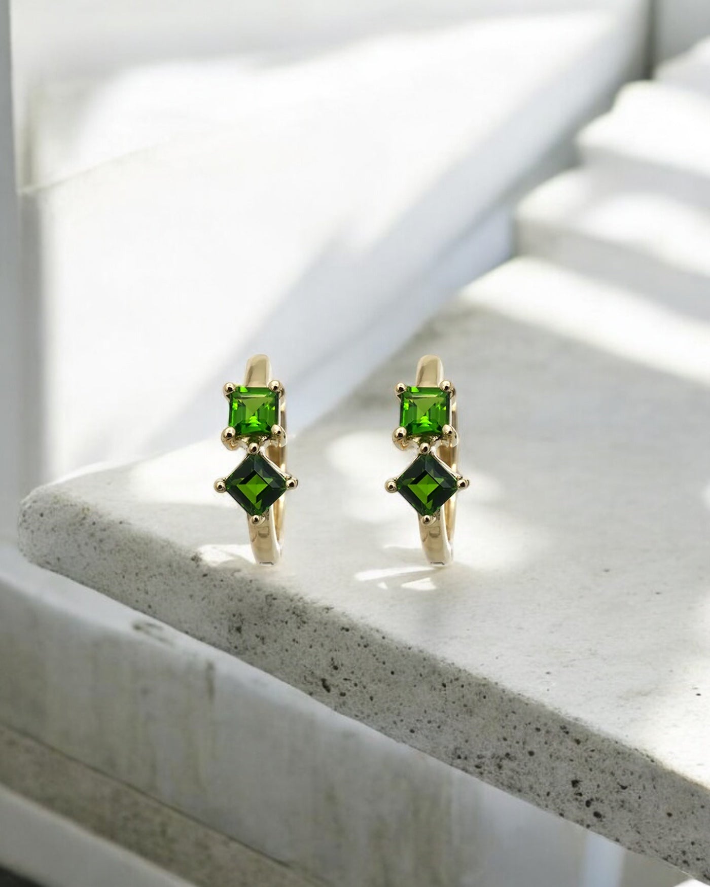Little Creativity Earrings Chrome Diopside Gold