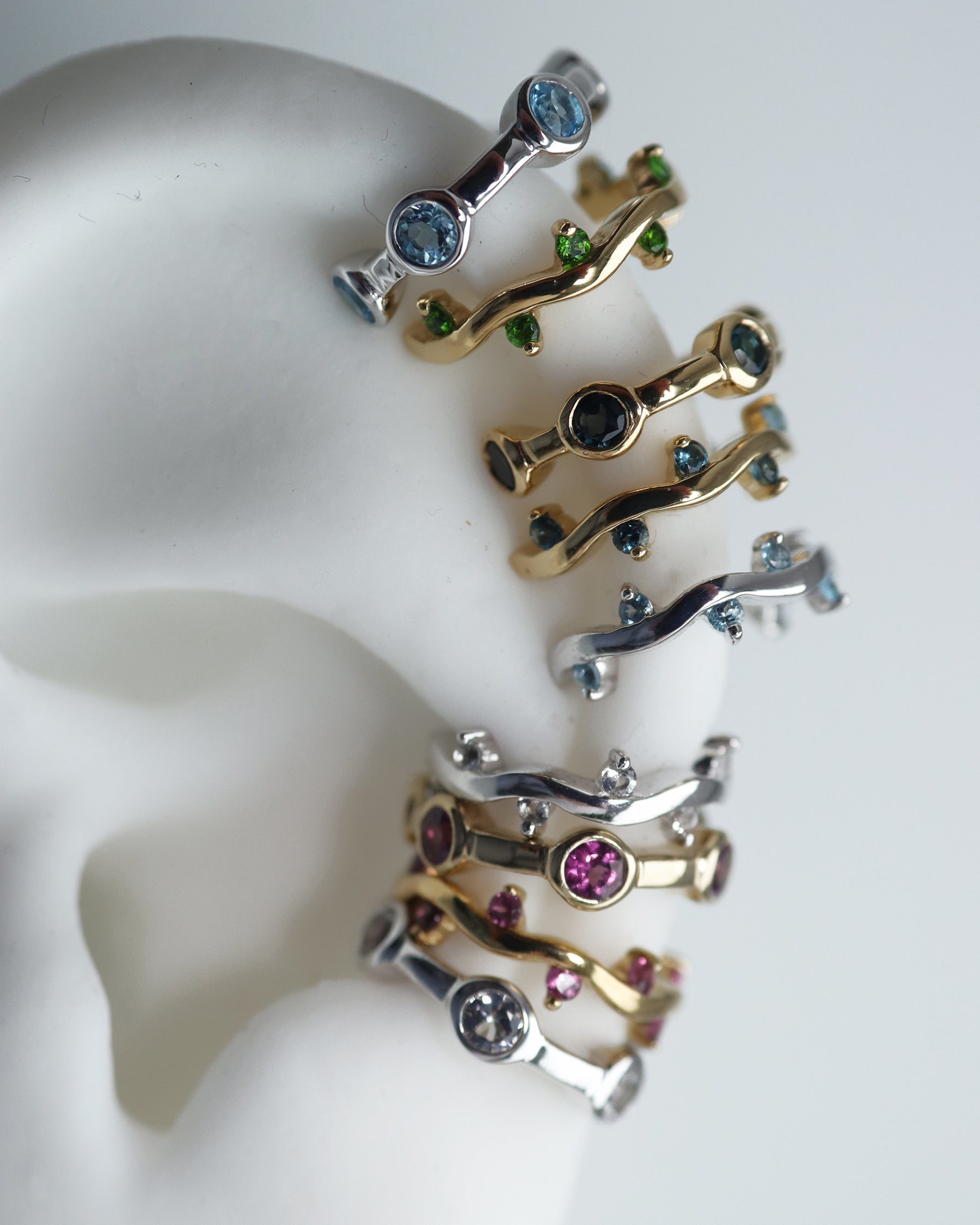 Cit'azone pink-green - Ear cuff Rhodolite Gold