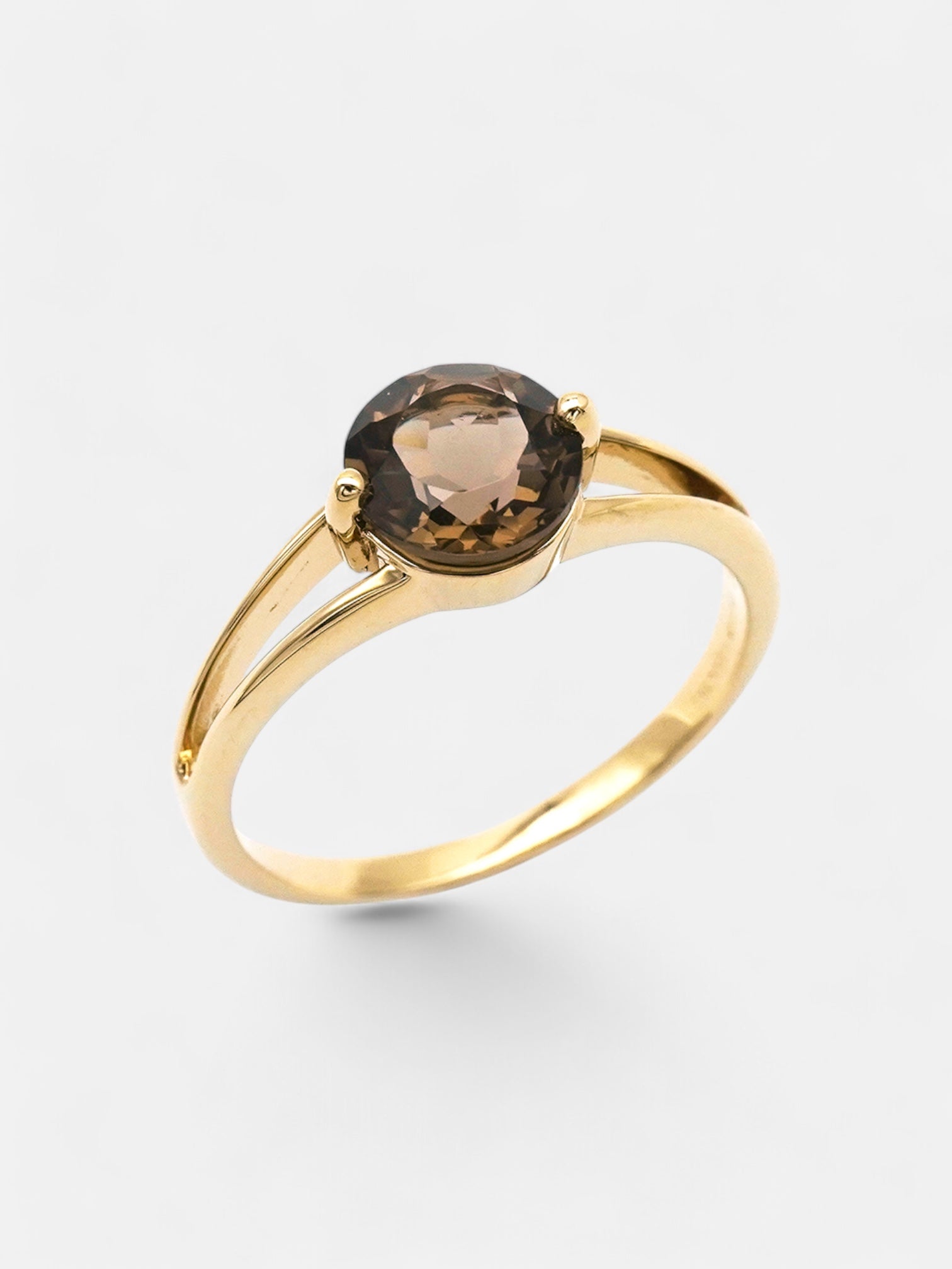 Intention Ring Smoky Quartz Gold - Stress Relief