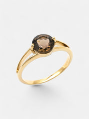 Intention Ring Smoky Quartz Gold - Stress Relief