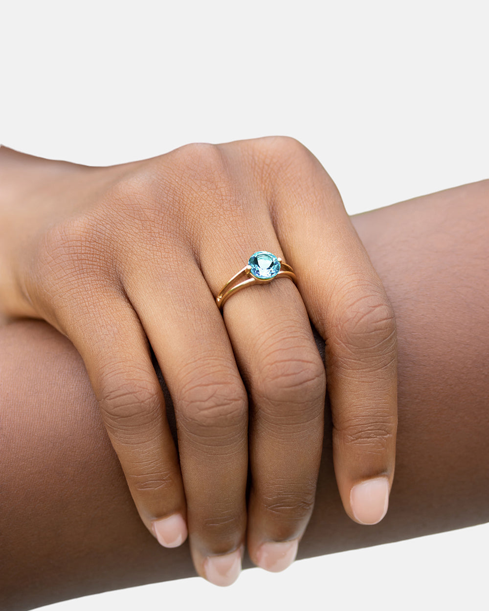 Intention Ring Blue Topaz Gold - Communication