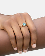 Intention Ring Blue Topaz Gold - Communication