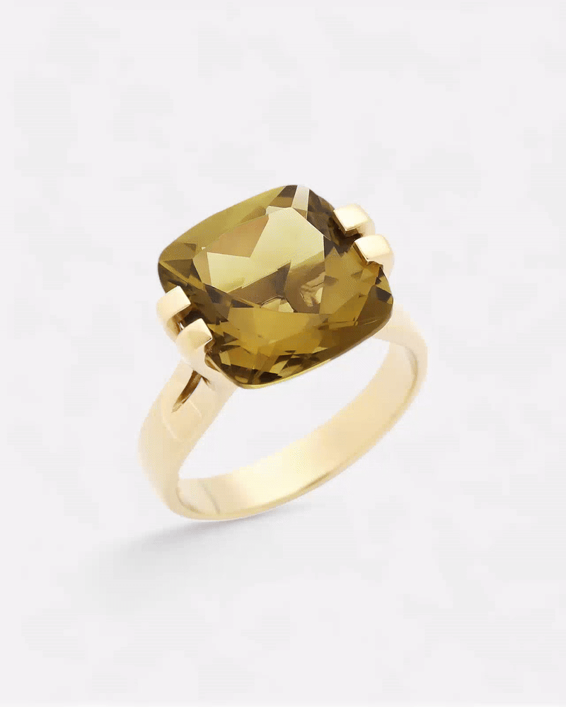 Brilliant Ring Olive Quartz Gold