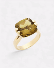 Brilliant Ring Olive Quartz Gold