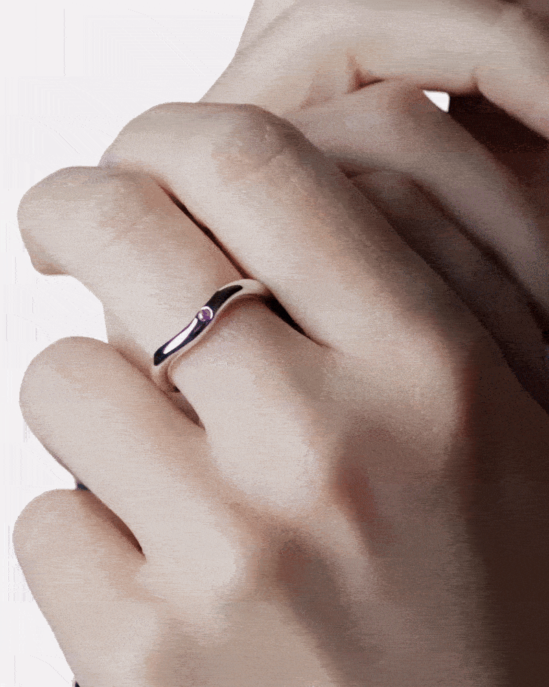 Silver ring polished pre-set topaz Hidden Inner Strength