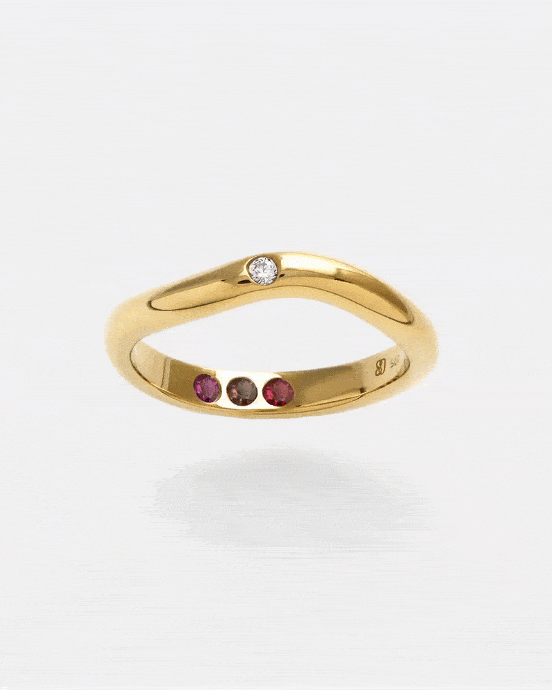 Goldring poliert pre-set Granat Hidden Inner Strength