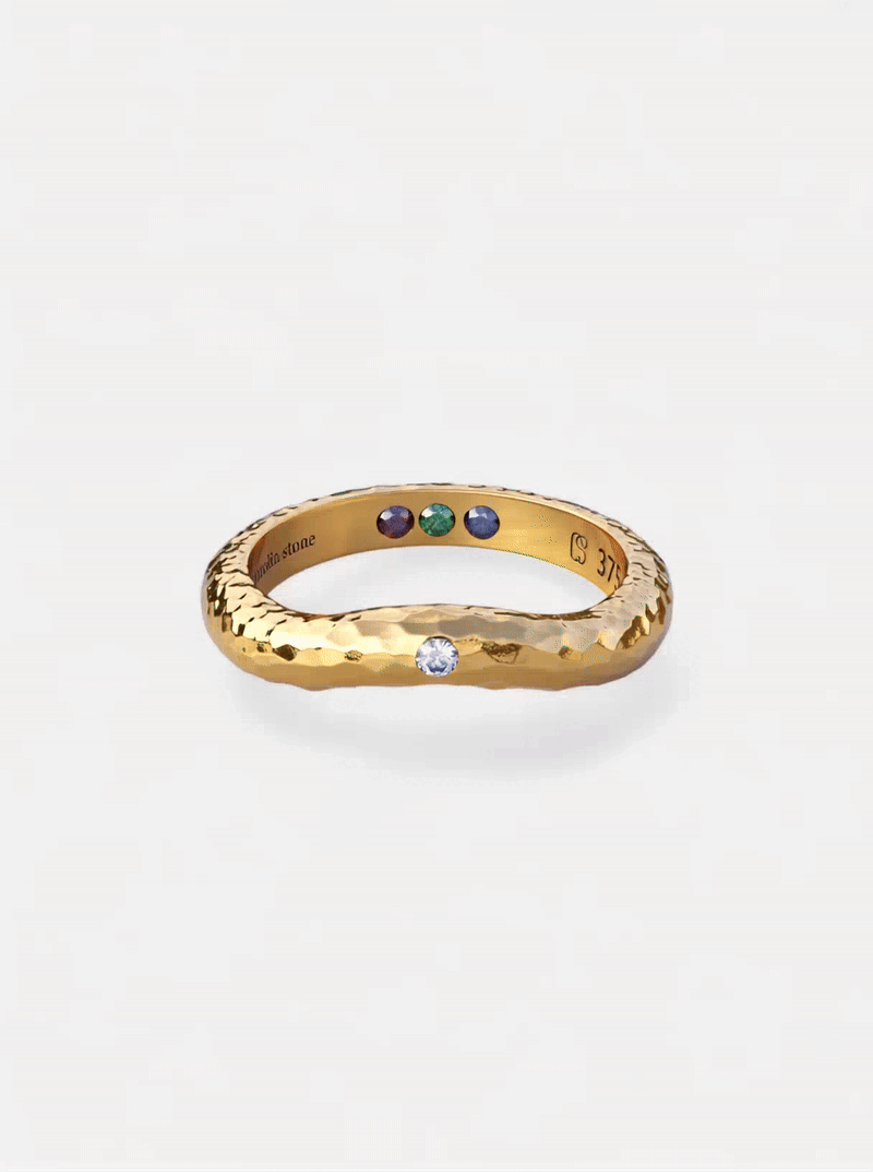 Goldring Gehämmert Hidden Inner Strength - Edelstein Ring Gold - Rauchquarz Ring - Rhodolith Ring - Roter Granat Ring