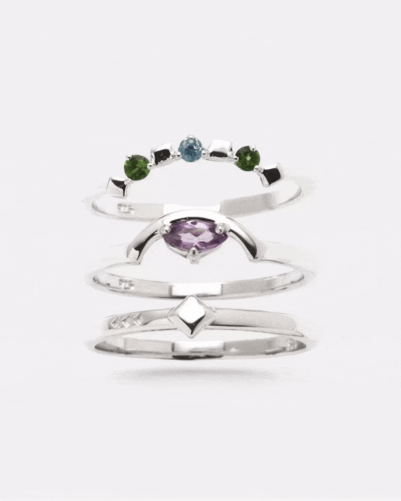 Daring Triad Ring Amethyst Silver