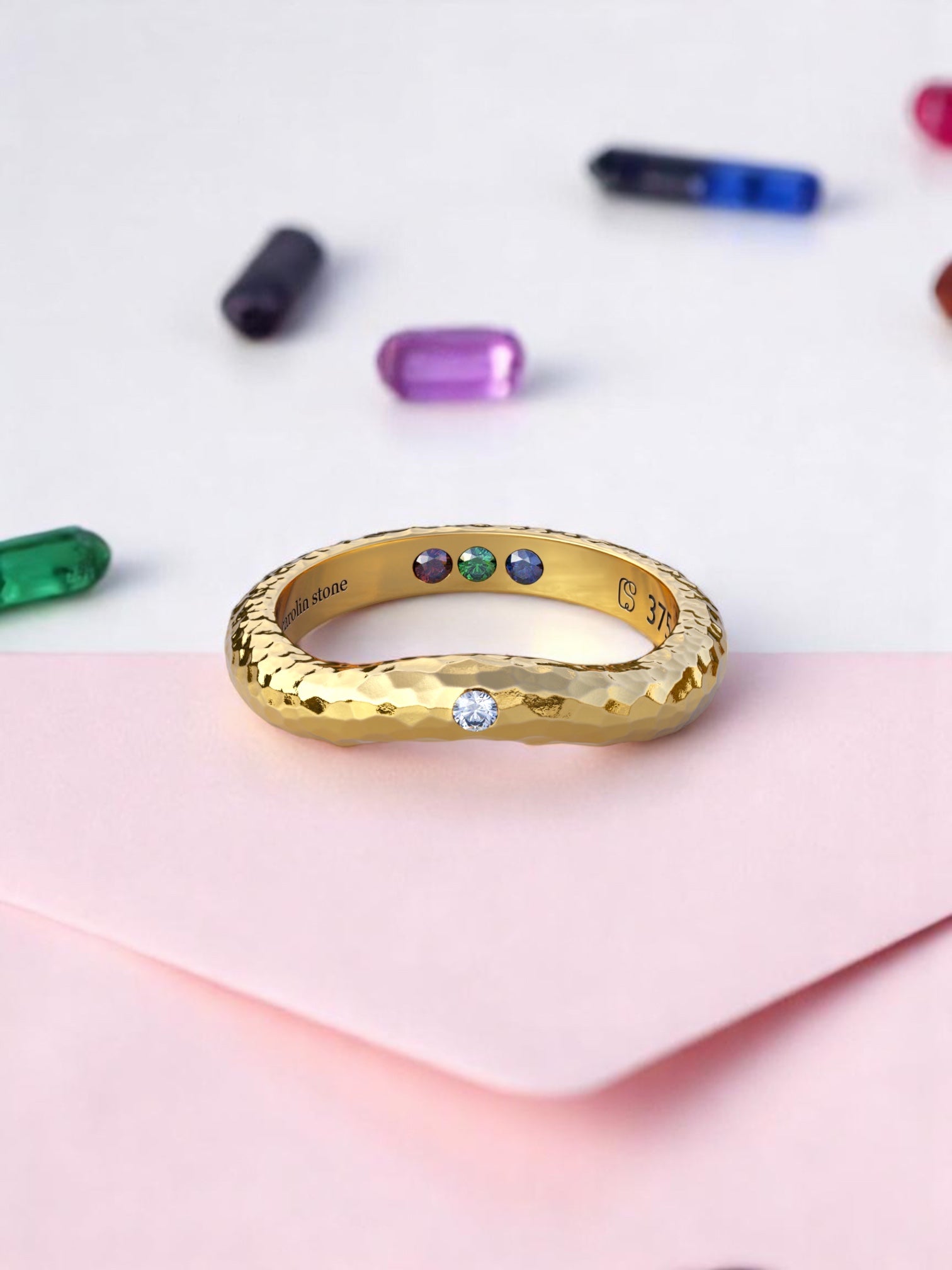 Personalised Hidden Inner Strength Ring Hammered