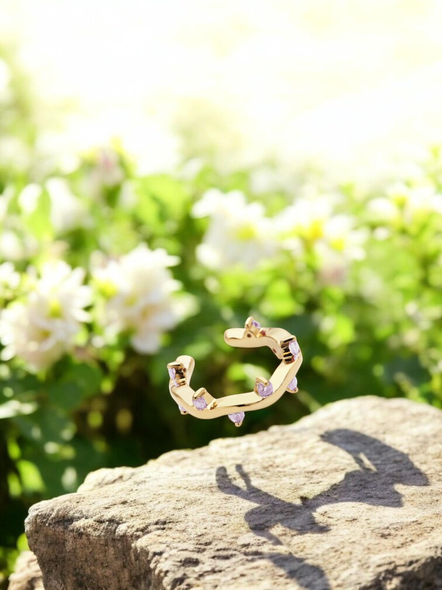 Cit'azone rosa - Ear cuff Rosenquarz Gold
