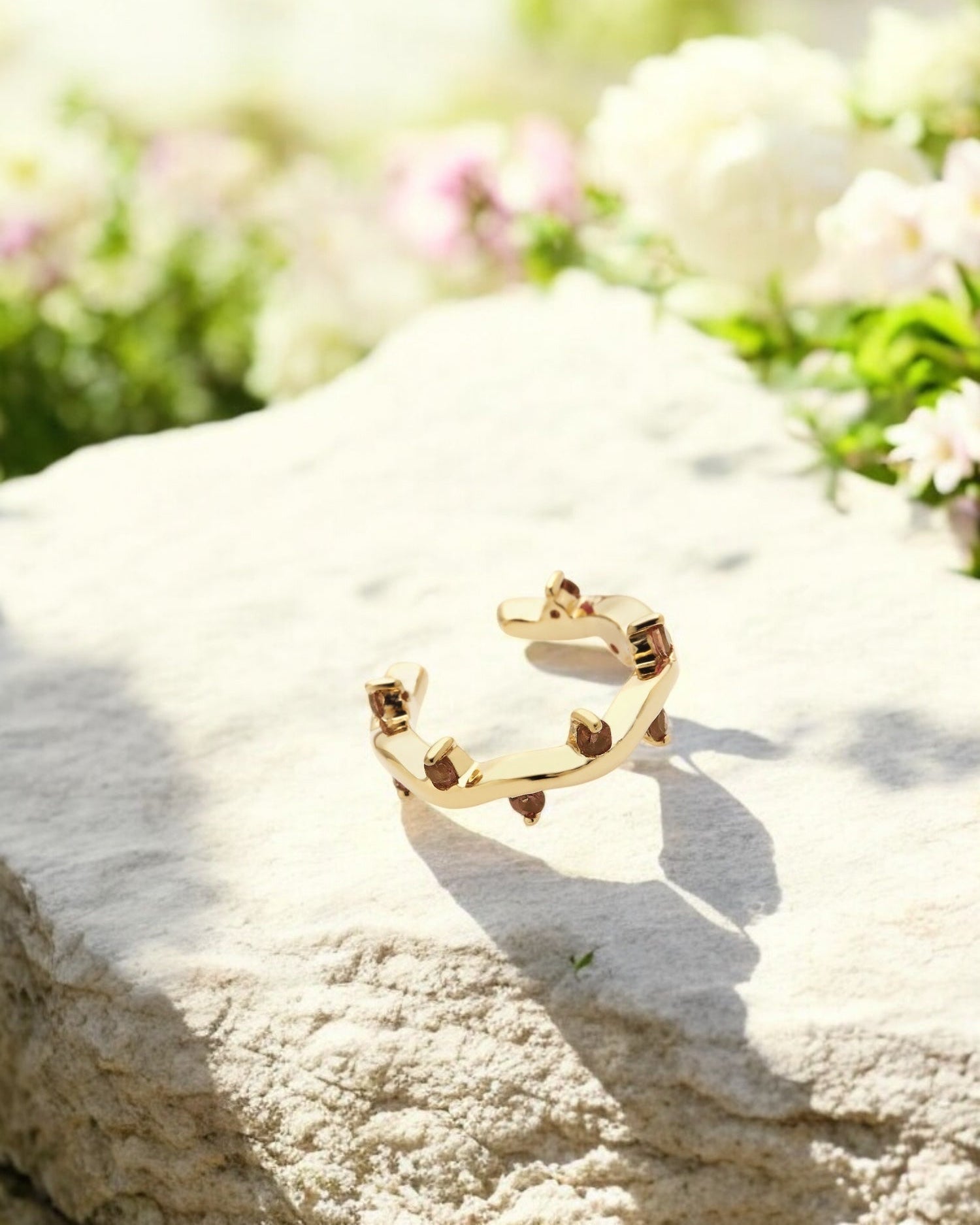 Cit'azone braun - Ear cuff Rauchquarz Gold