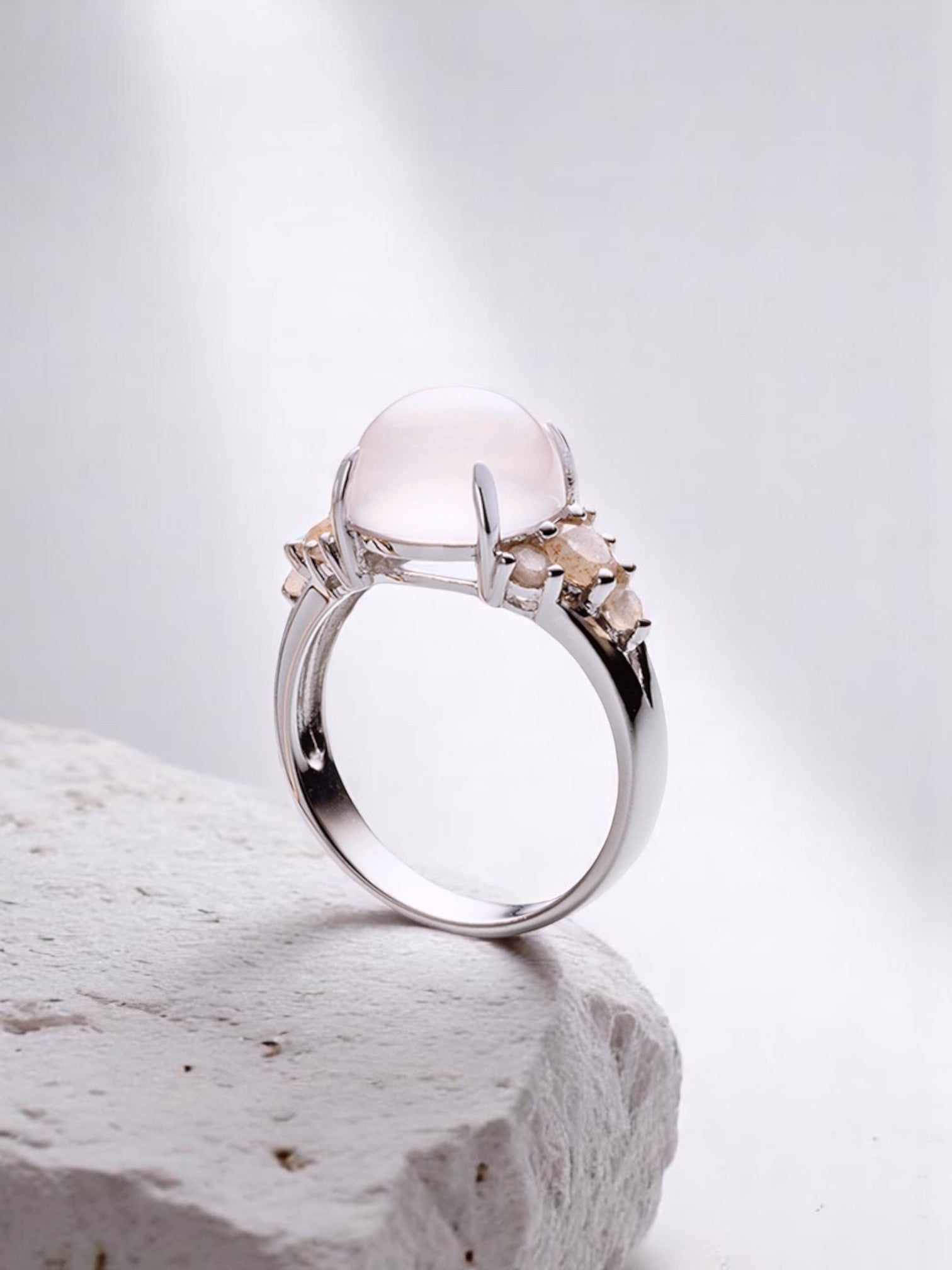 Blooming Ring Silber Rosenquarz