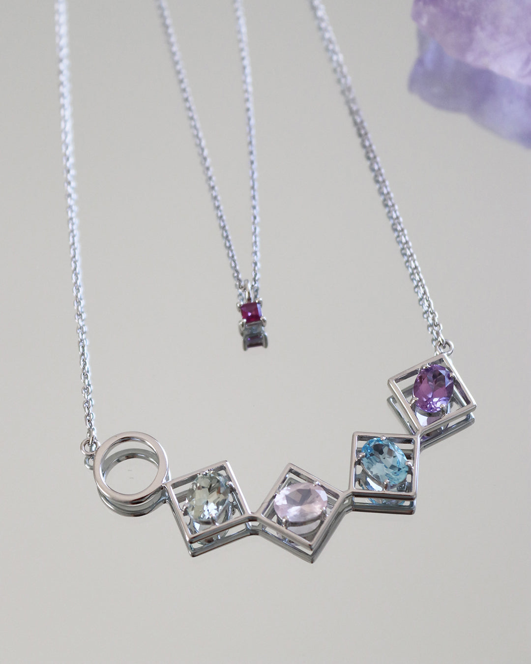 Self-confidence necklace rhodolite silver