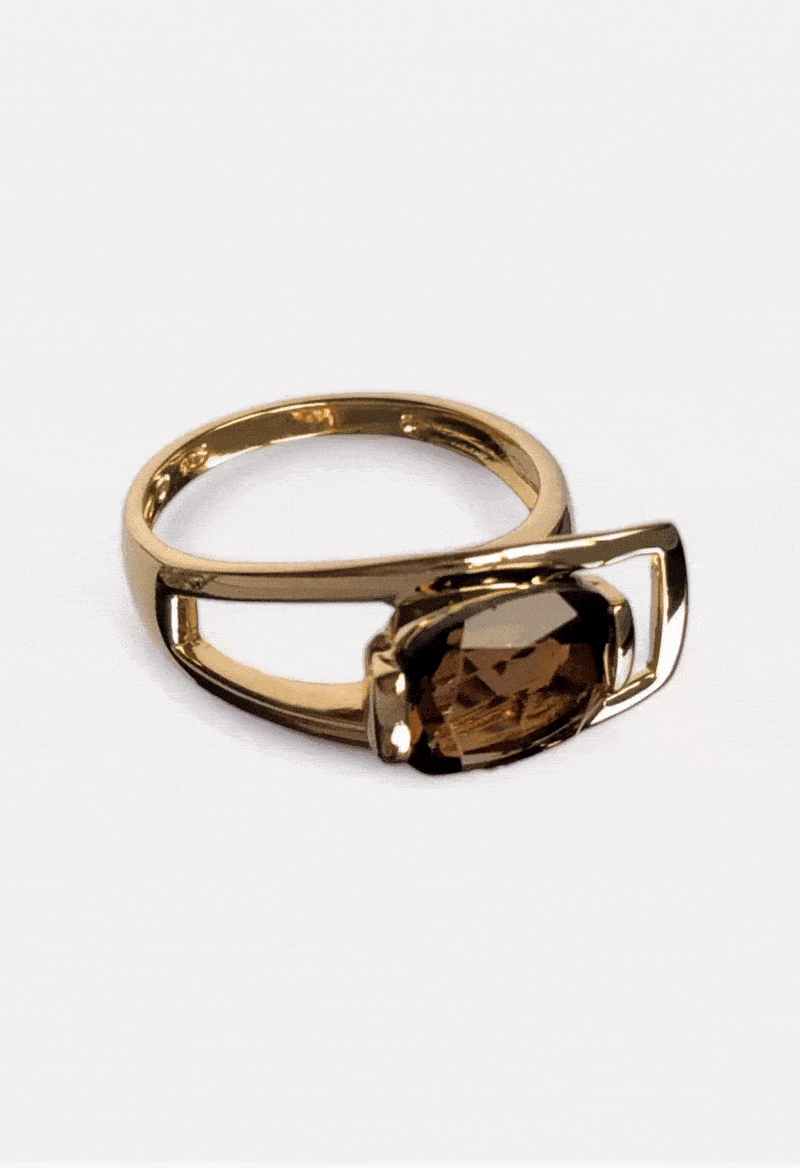 Rauchquarz Ring Gold - Rauchquarz Schmuck - Charming Quartz Ring Gold