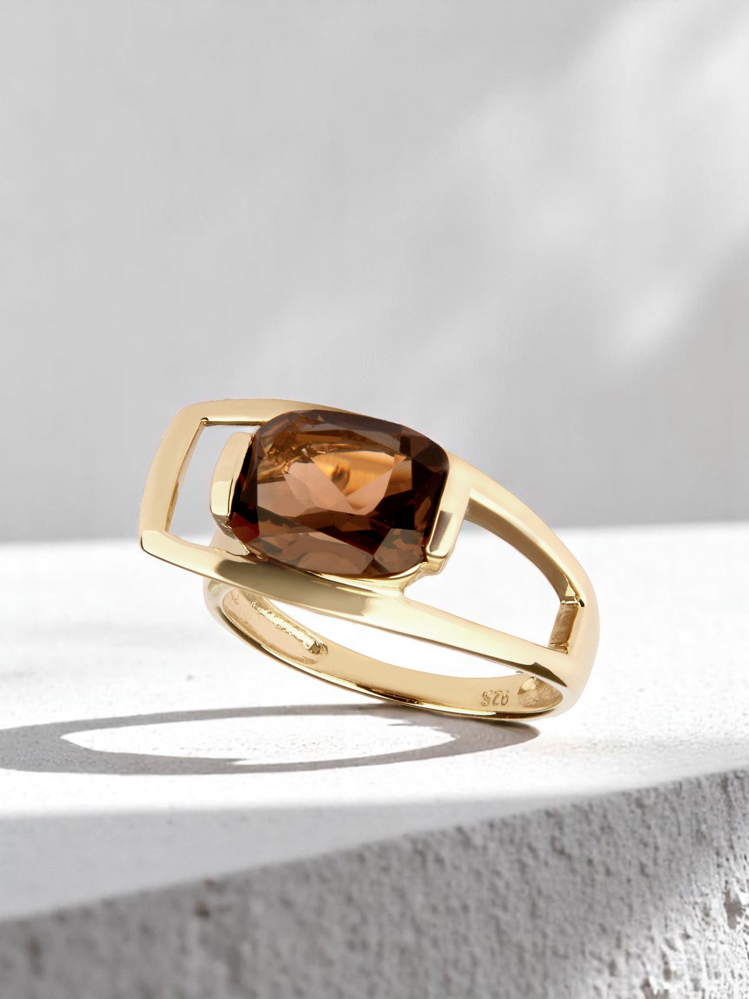 Rauchquarz Ring Gold - Rauchquarz Schmuck - Charming Quartz Ring Gold
