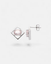 Charming stud earrings rose quartz silver