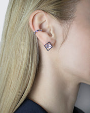 Charming stud earrings rose quartz silver