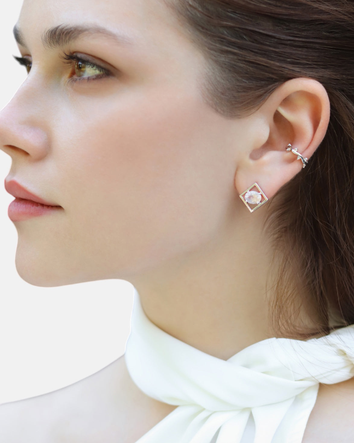 Cit'azone weiß - Ear cuff Topas Silber