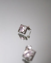 Charming stud earrings rose quartz silver