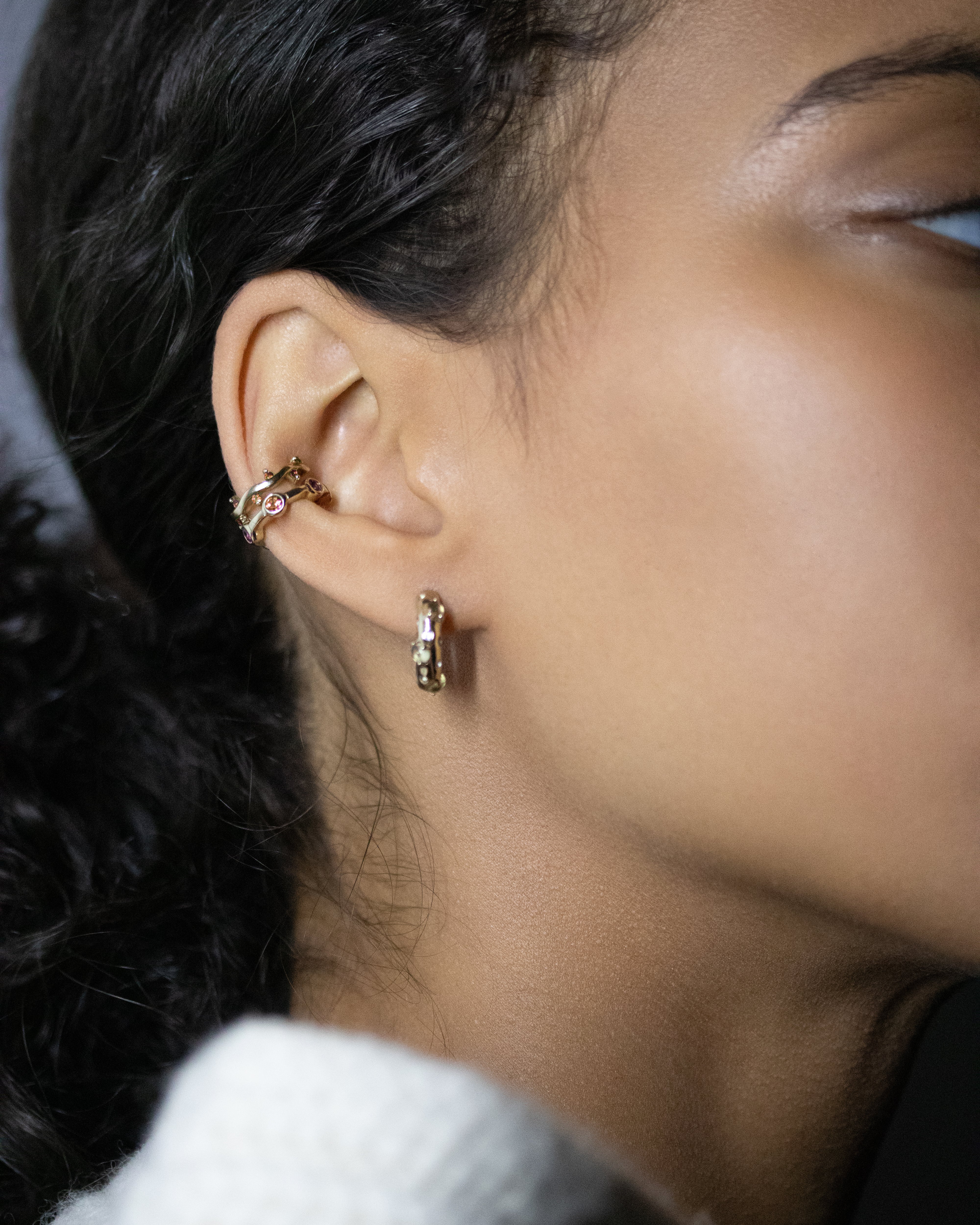 Citygirl pink - Ear cuff Rhodolite Gold