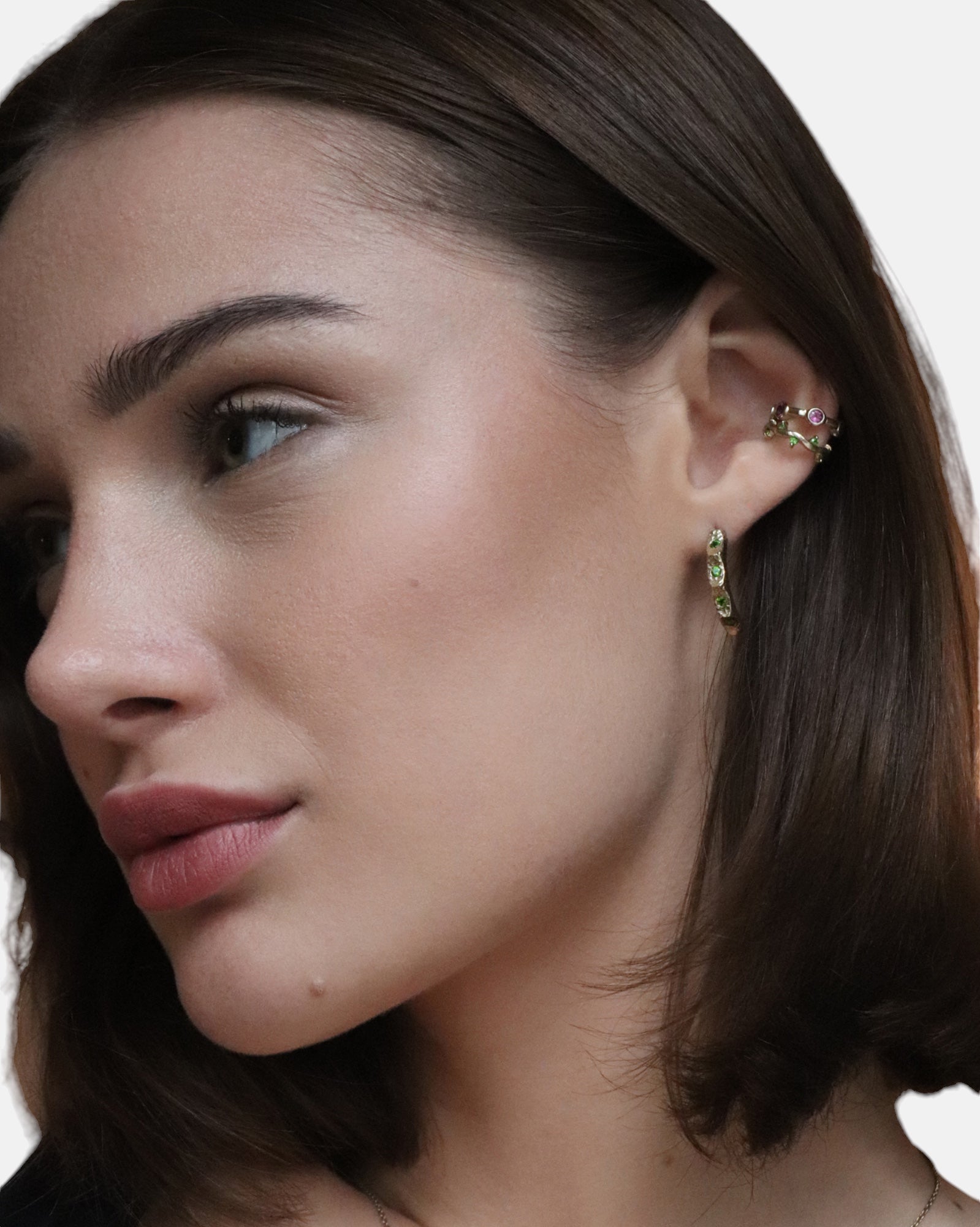 Cit'azone grün - Ear cuff Chromdiopsid Gold