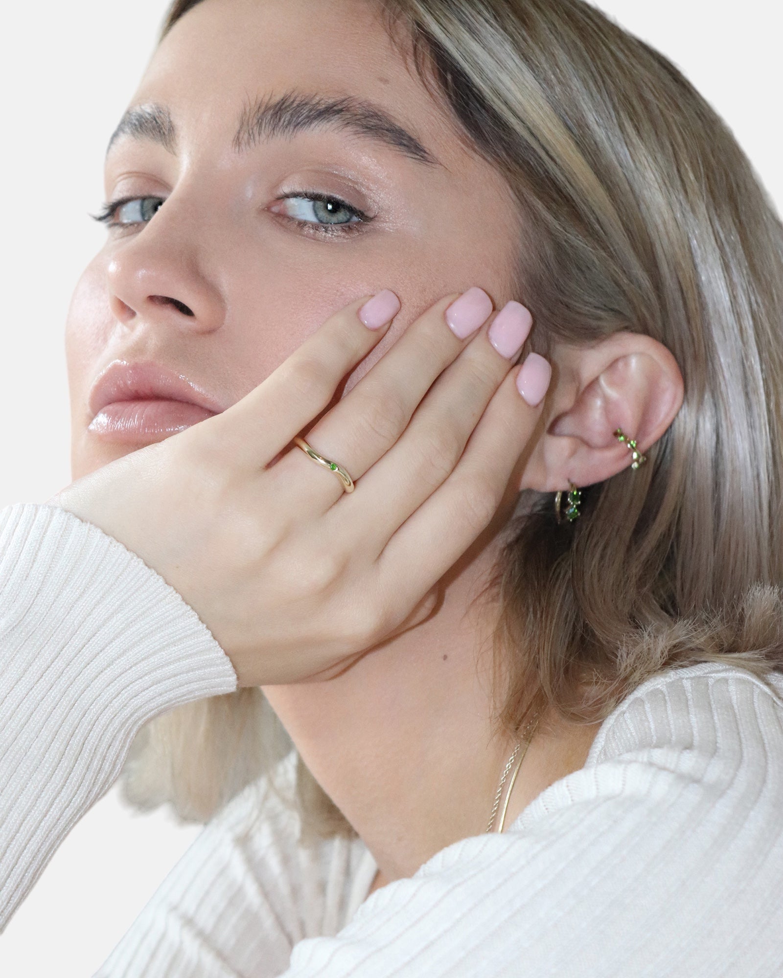 Cit'azone grün - Ear cuff Chromdiopsid Gold