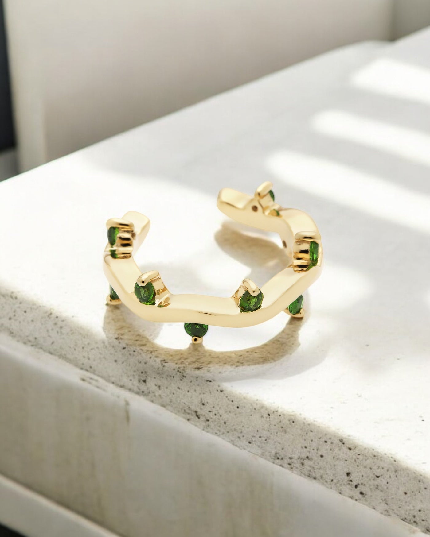 Cit'azone grün - Ear cuff Chromdiopsid Gold