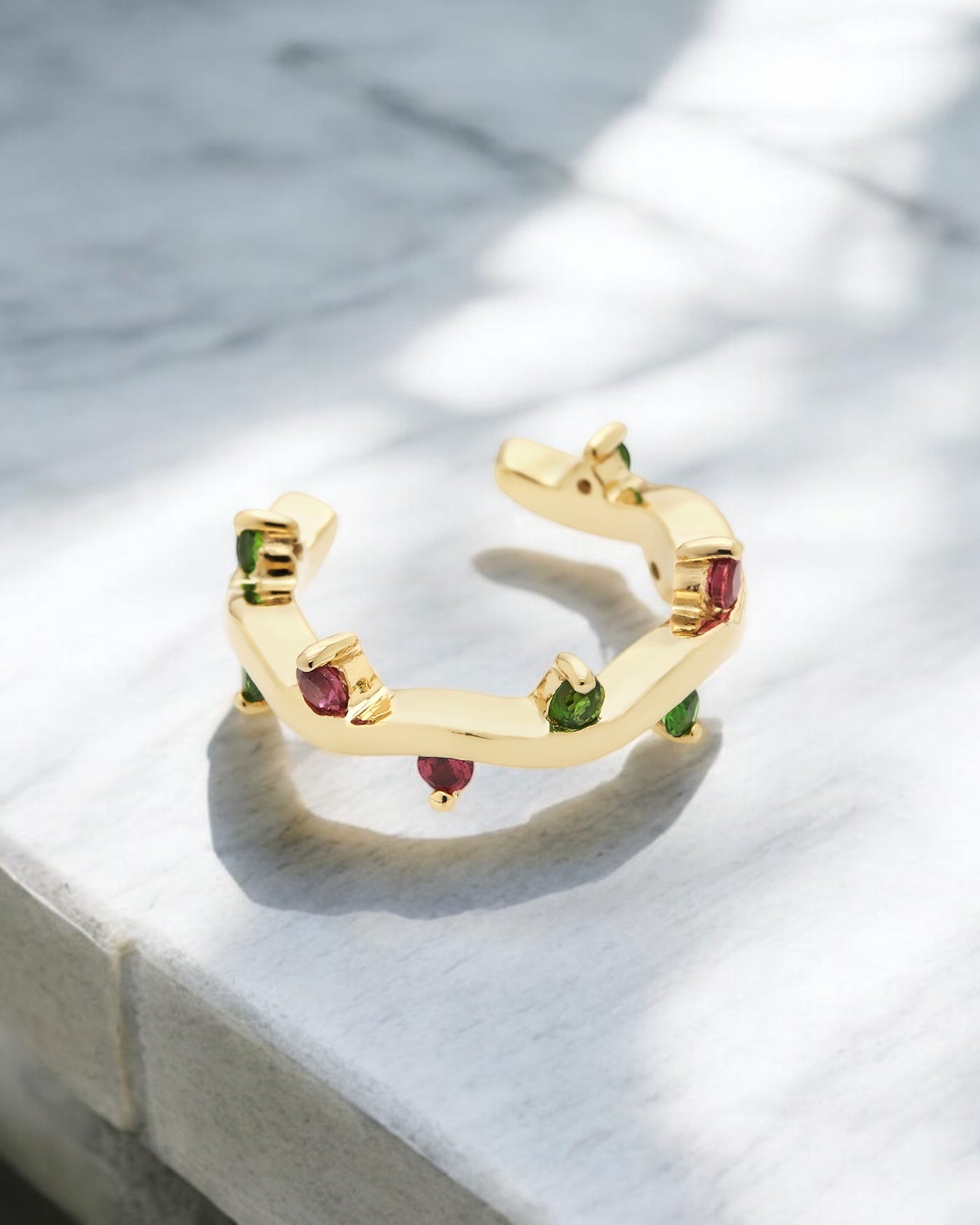 Cit'azone pink-grün - Ear cuff Rhodolith Gold