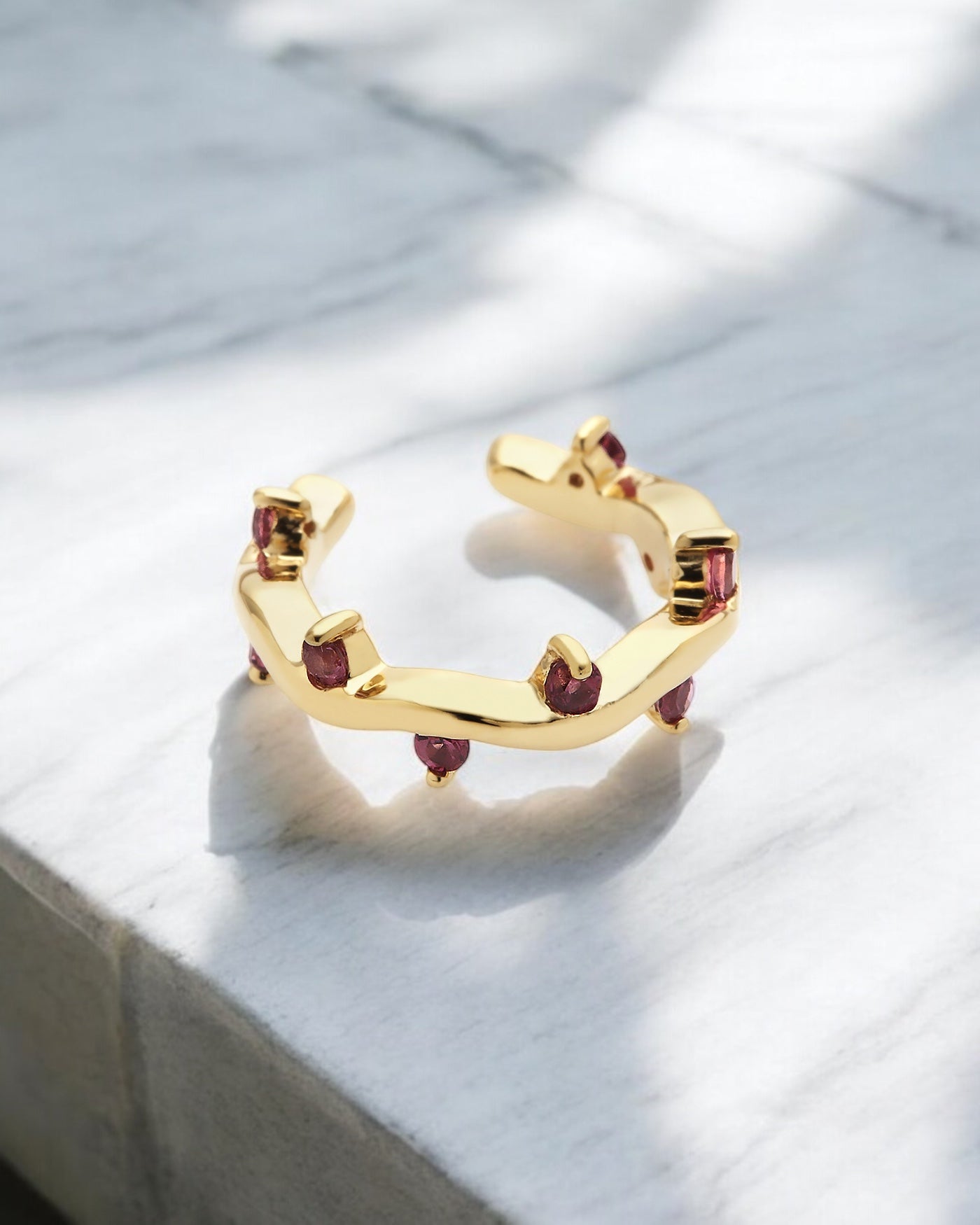 Cit'azone pink - Ear cuff Rhodolith Gold