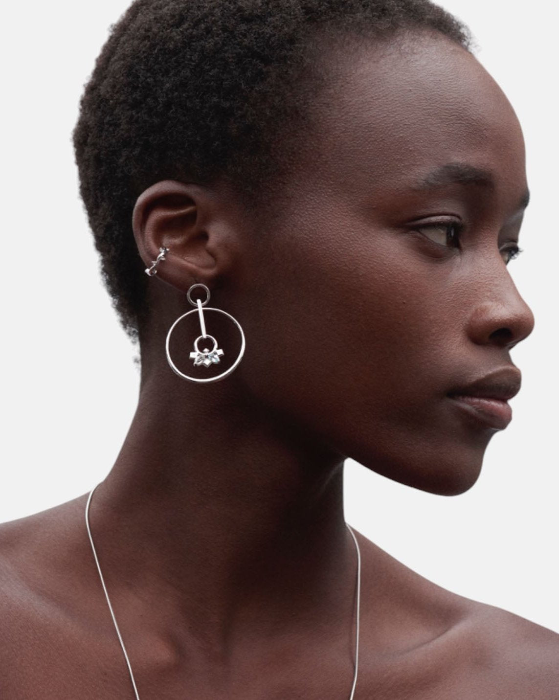 Cit'azone weiß - Ear cuff Topas Silber