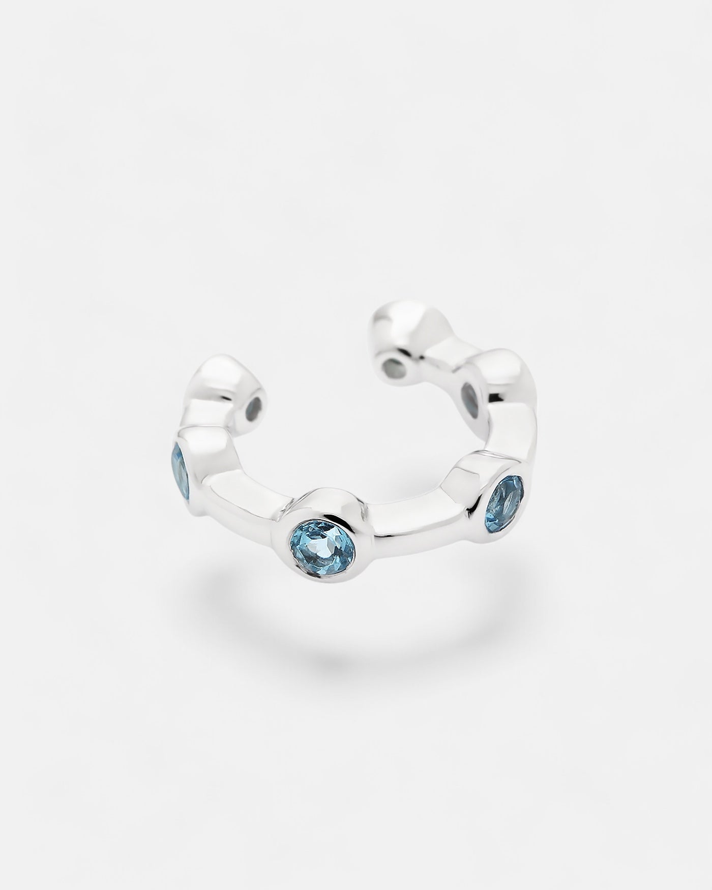 Citygirl blau - Ear cuff Topas Silber
