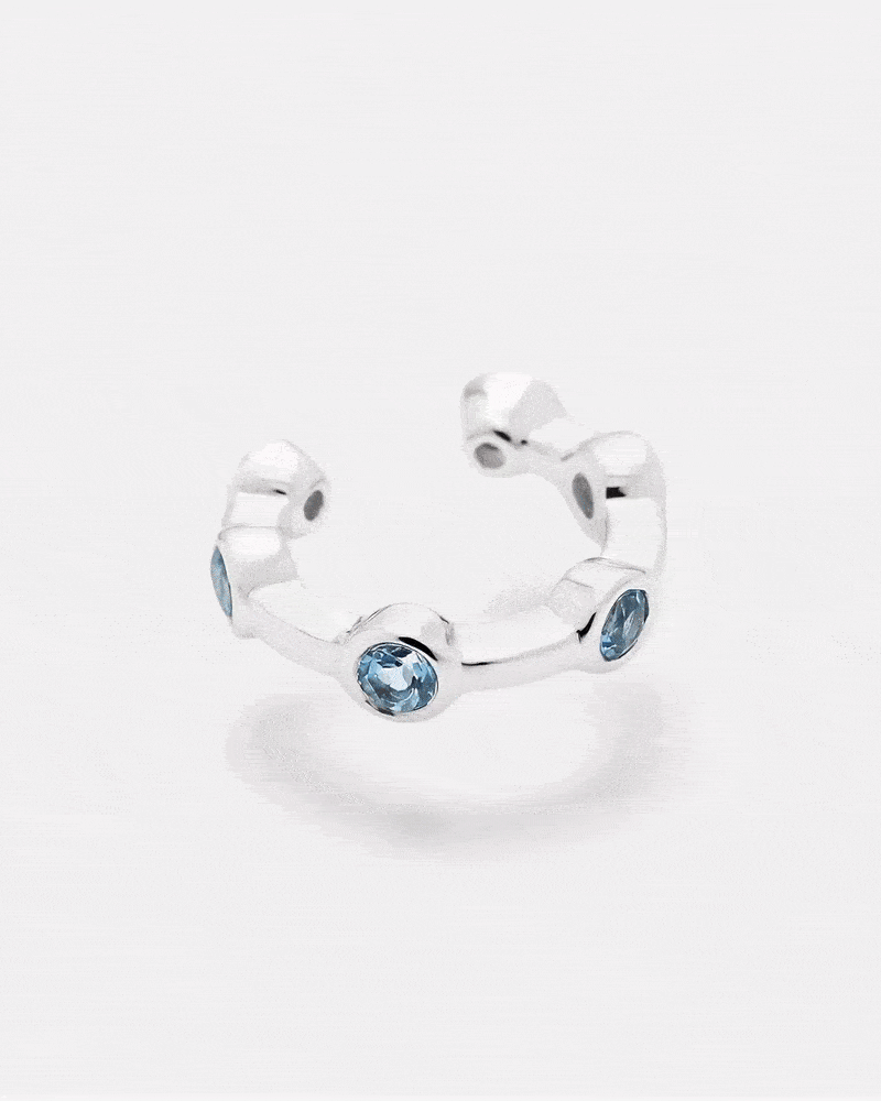 Citygirl blau - Ear cuff Topas Silber