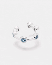 Citygirl blau - Ear cuff Topas Silber