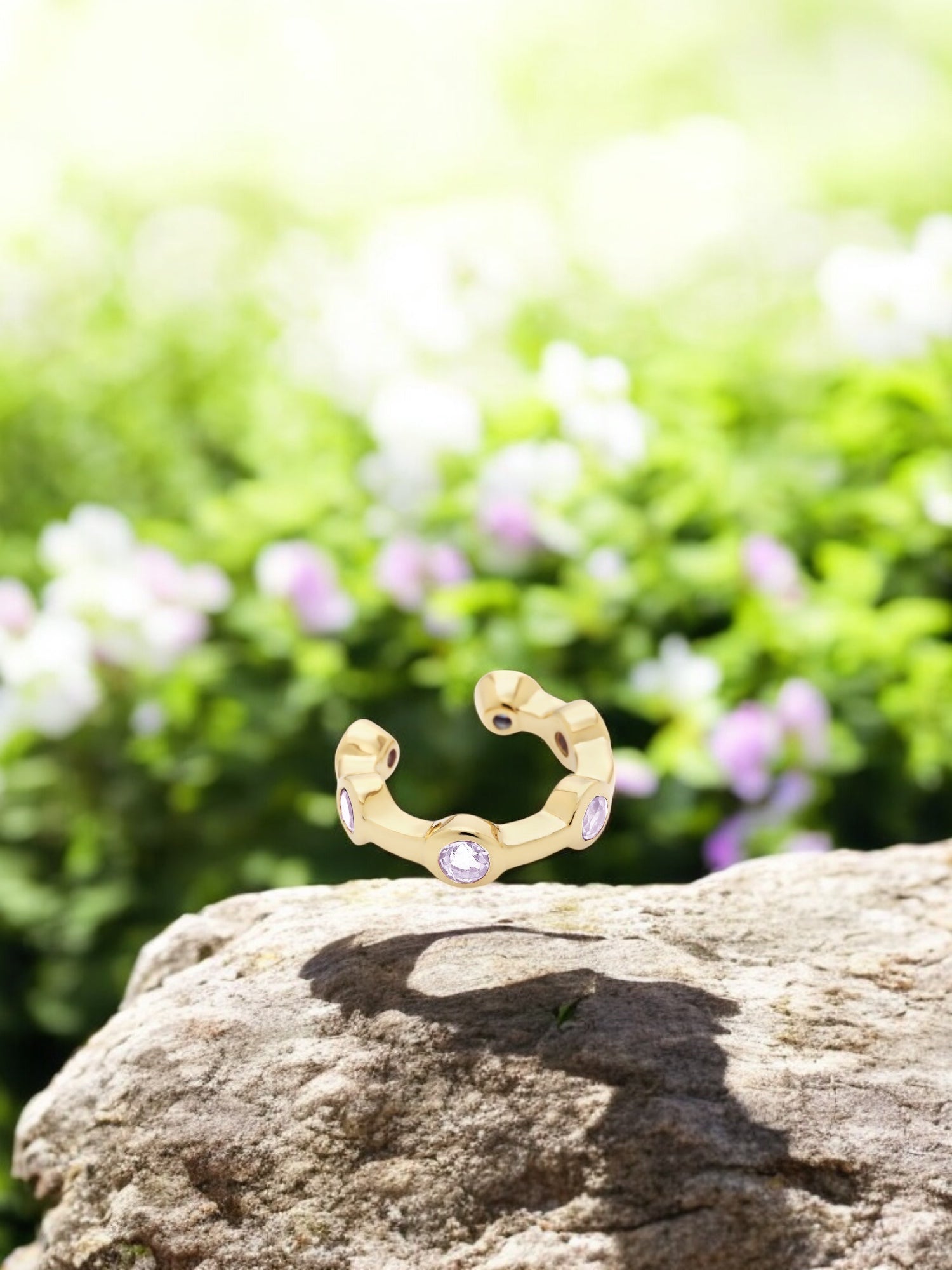 Citygirl rosa - Ear cuff Rosenquarz Gold