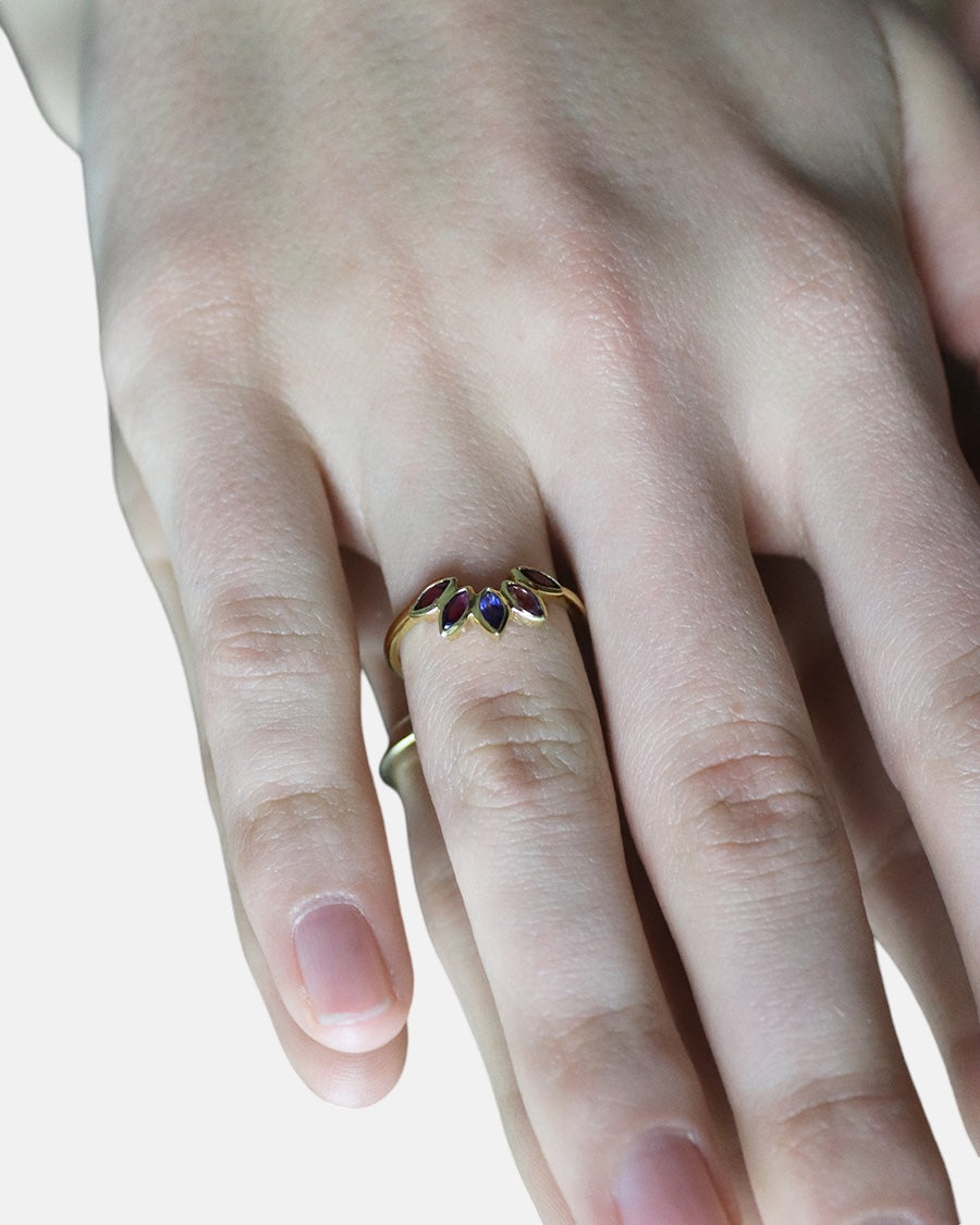 Crown Ring Amethyst Gold Rhodolith