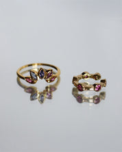 Crown Ring Amethyst Gold Rhodolith