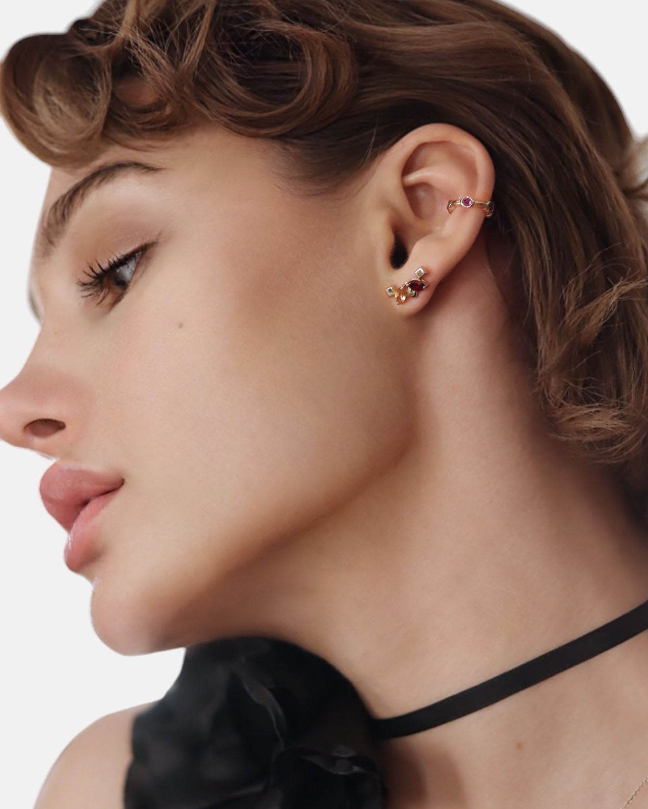 Daring Little Stud Ohrstecker Granat Gold