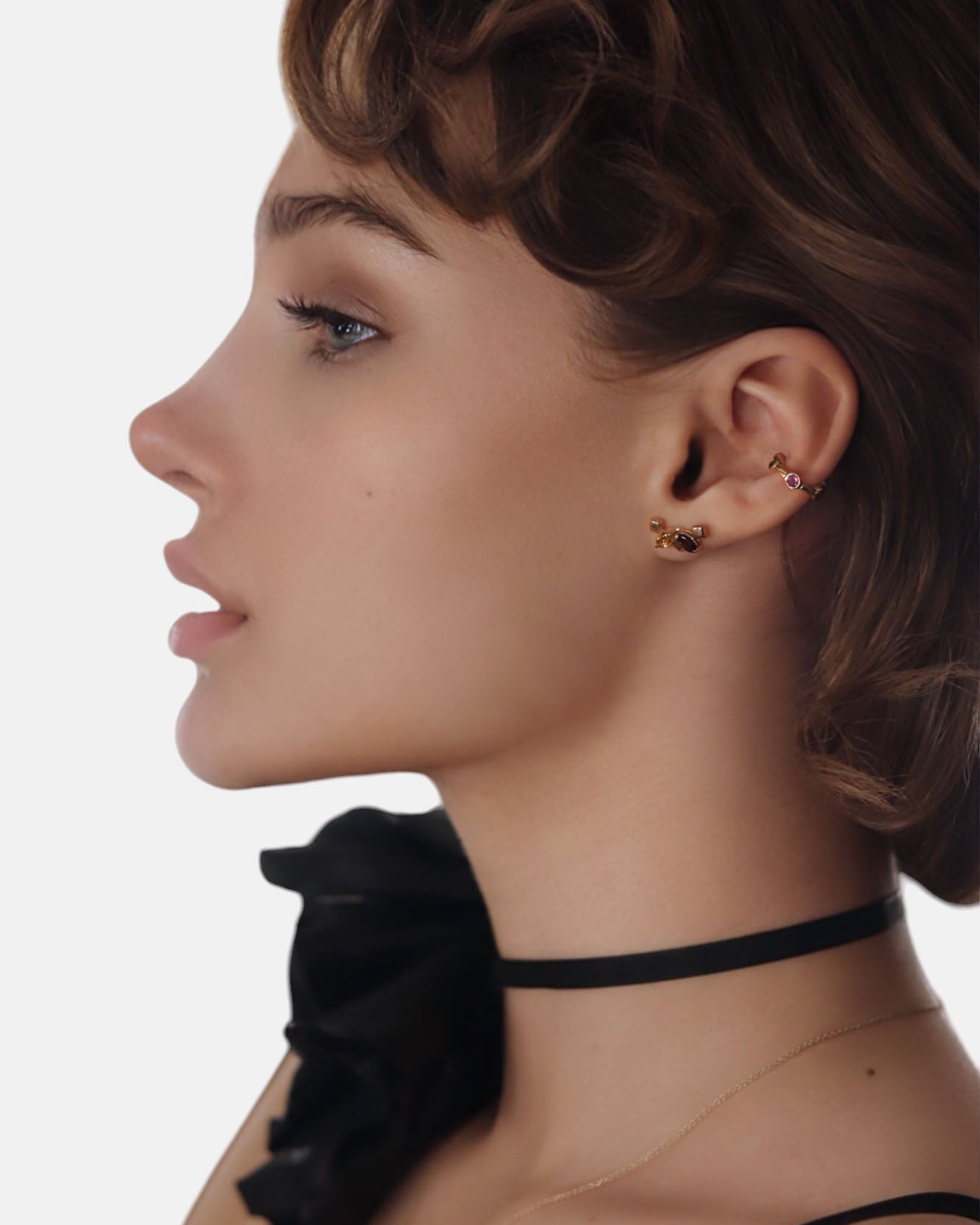 Daring Little Stud Ohrstecker Granat Gold